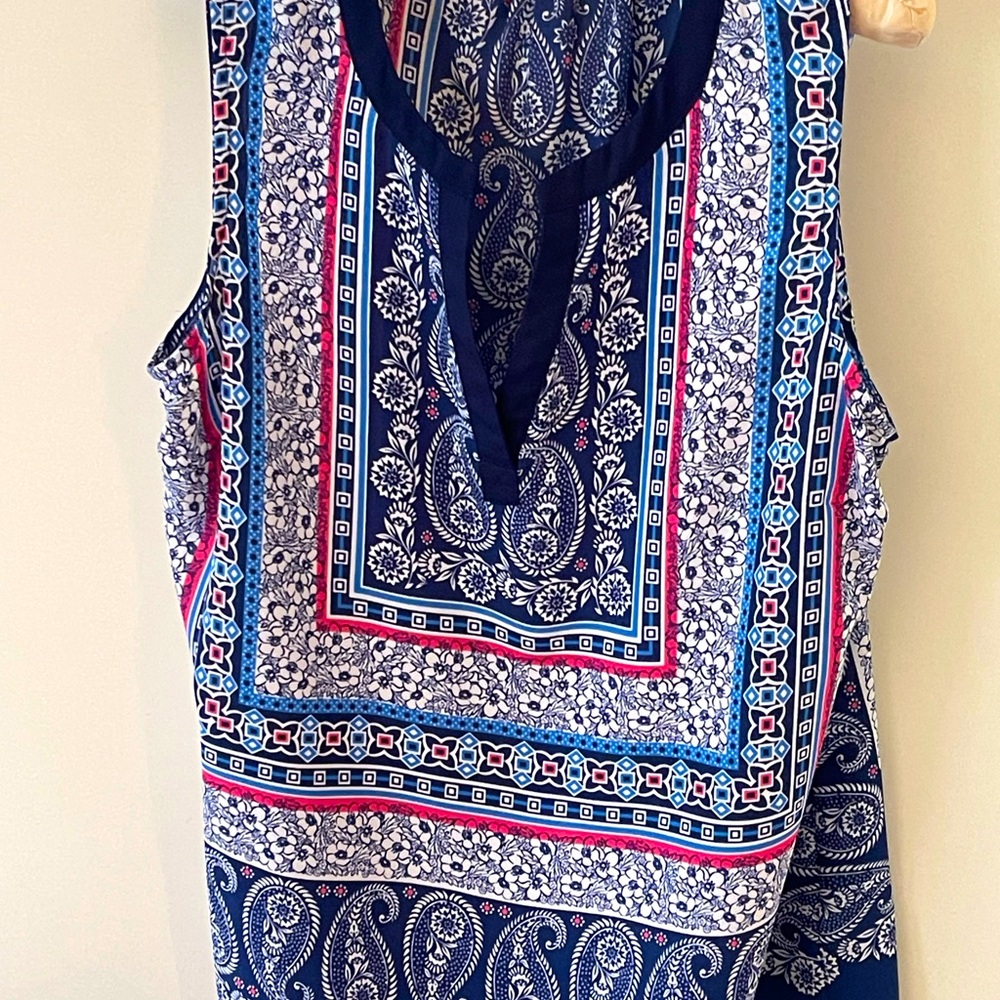 Anthropologie blue paisley tank top. Size L.